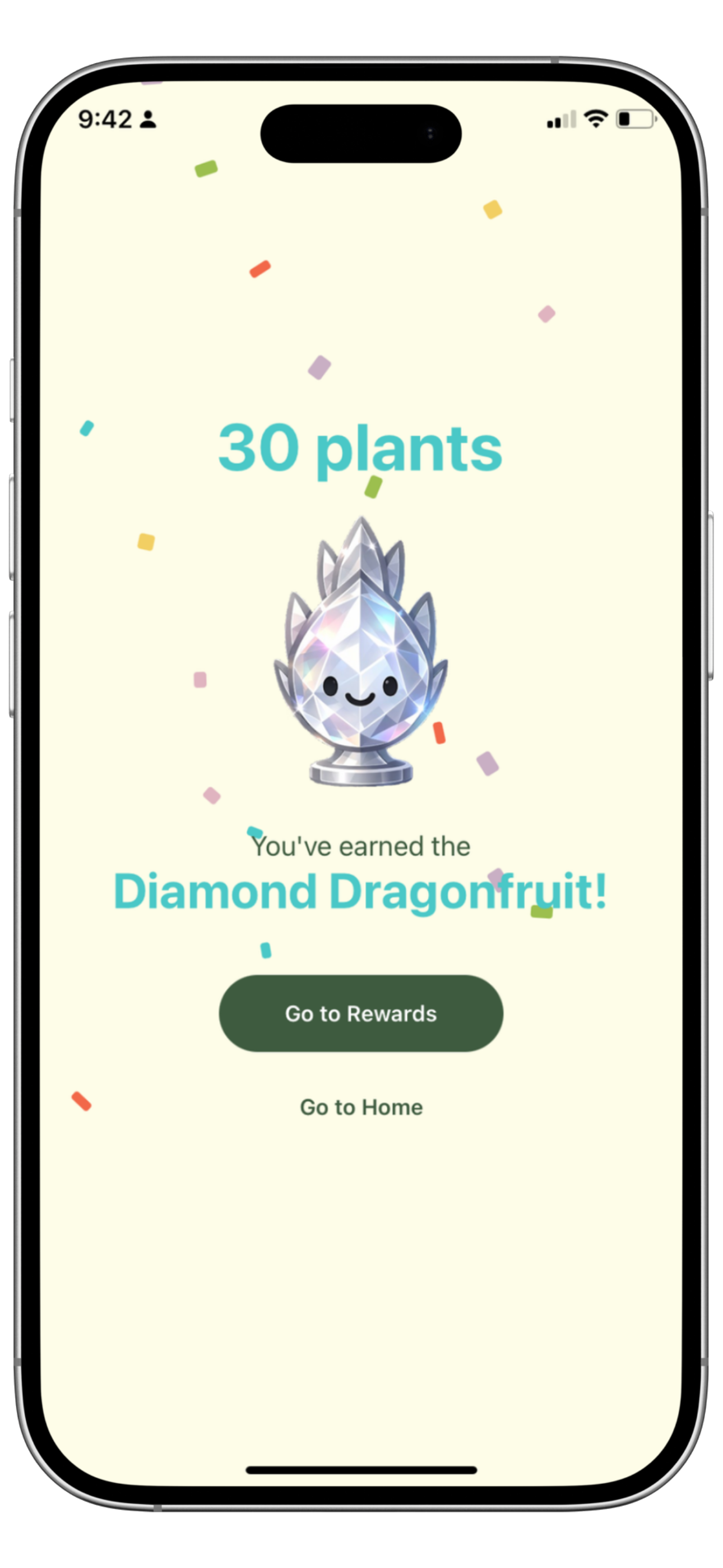 Reward screen showing the Diamond Dragonfruit achievement