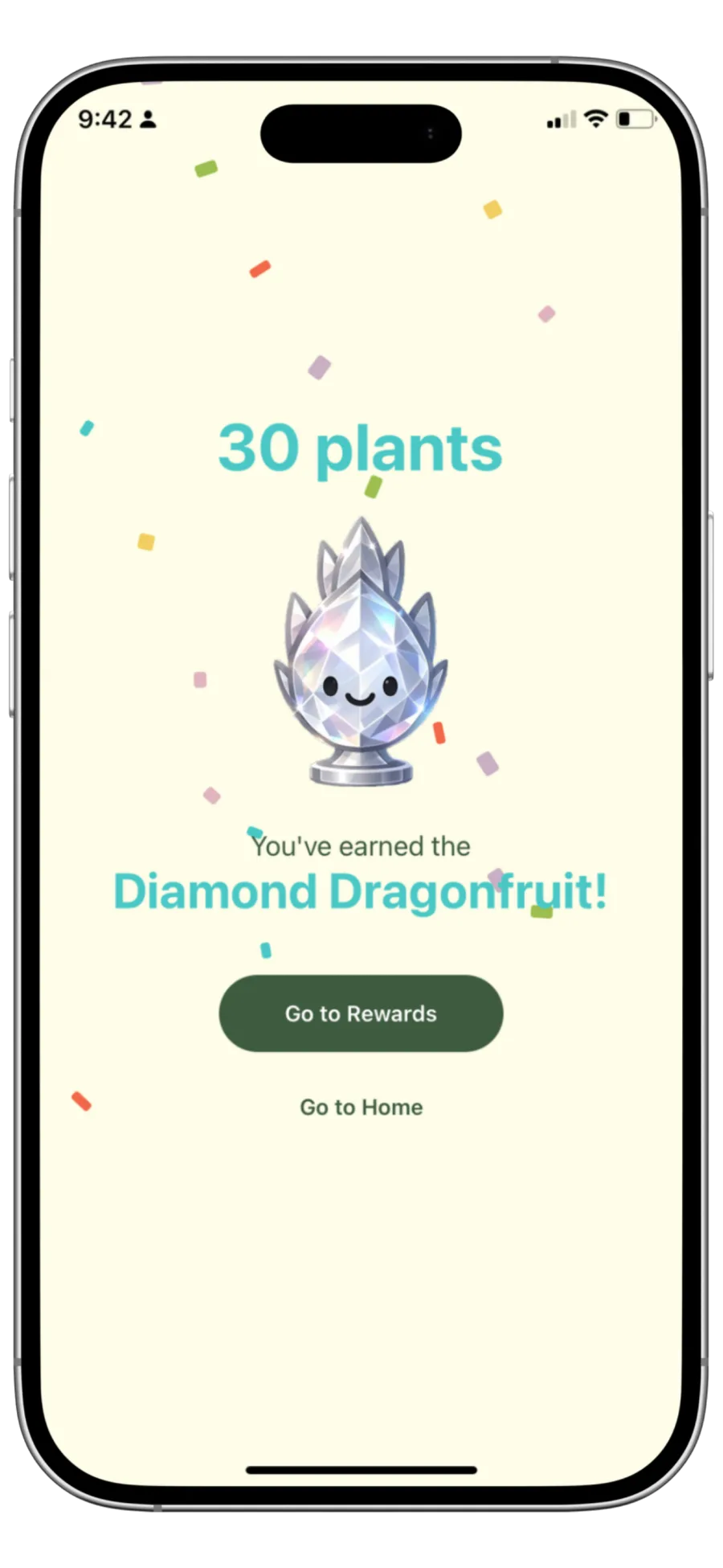 Reward screen showing the Diamond Dragonfruit achievement